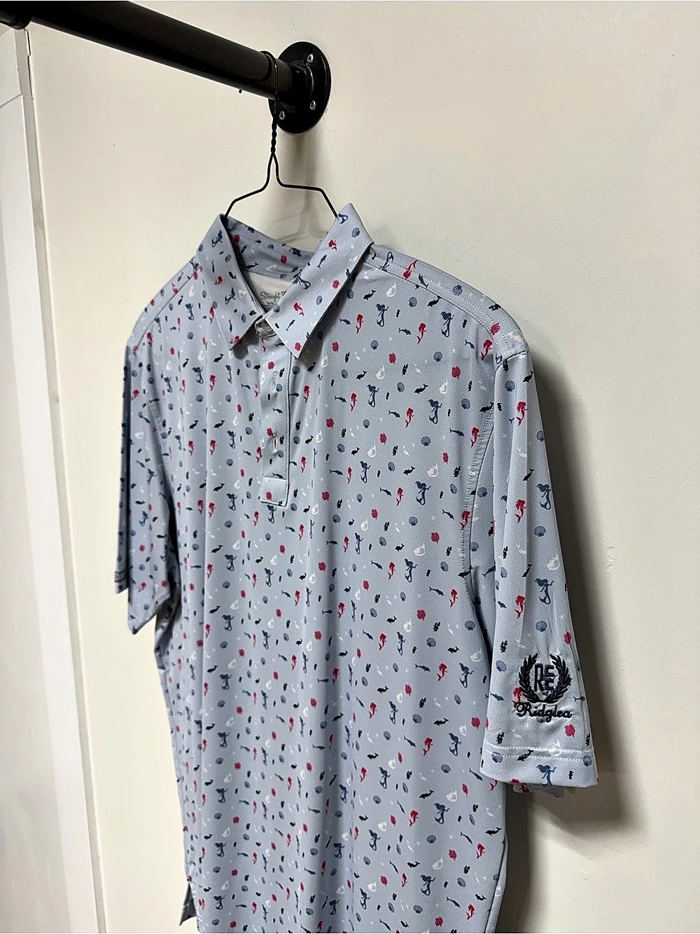 Straight Down Lorelei Golf Polo Men's Blue & Pink Jersey XL